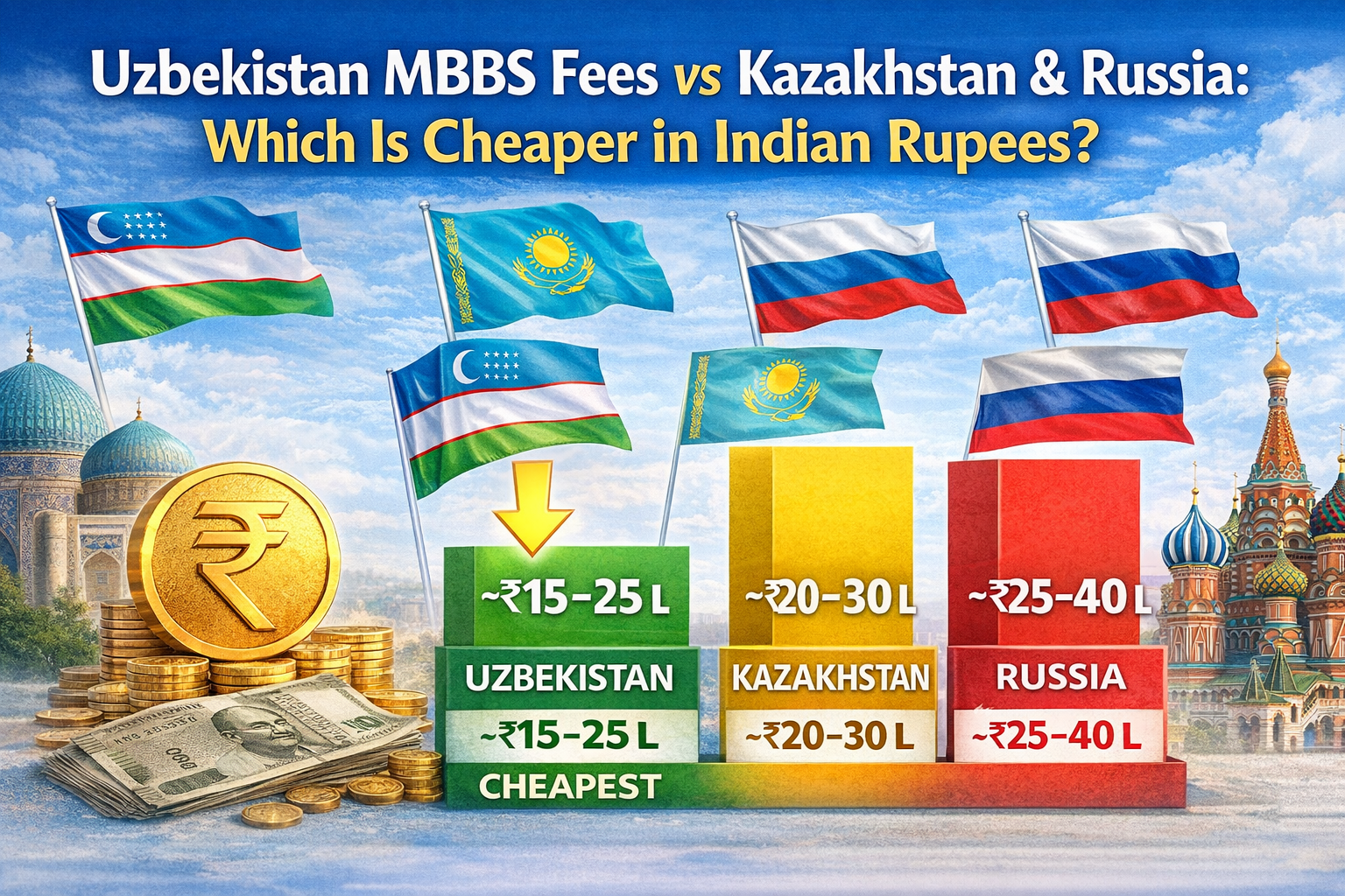 Uzbekistan MBBS Fees vs Kazakhstan & Russia: Which Is Cheaper in Indian Rupees?